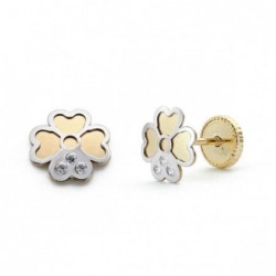 18K PENDIENTES ORO BICOLOR...