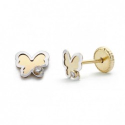 18K PENDIENTES ORO BICOLOR...