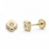 18K PENDIENTES ORO AMARILLO TUERCA TREBOL CIRCONITA. 5MM.