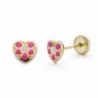 18K PENDIENTES ORO AMARILLO CORAZON ROSA. 5 X 5 MM.