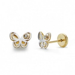 18K PENDIENTES ORO BICOLOR...