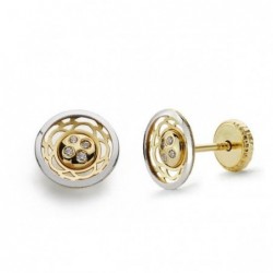 18K PENDIENTES ORO BICOLOR...