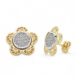 18K PENDIENTES ORO BICOLOR...