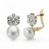18K PENDIENTES PERLA 7MM Y FLOR CATALAN
