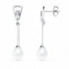 18K PENDIENTES ORO BLANCO PERLAS. 31 X 5 MM.