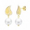 18K PENDIENTES BICOLOR PERLAS. 24 X 8 MM.