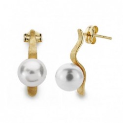 18K PENDIENTES PERLA ORO...