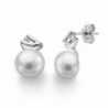 18K PENDIENTES ORO BLANCO PERLA CIRCONITA. 11X7MM.