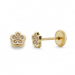 18K PENDIENTES FLOR...