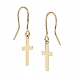 18K PENDIENTES CRUZ LISA....