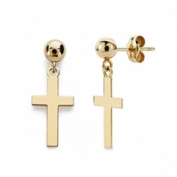 18K PENDIENTES CRUZ LISA Y...