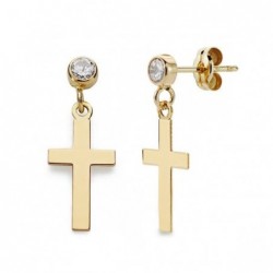 18K PENDIENTES CRUZ LISA...