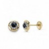 18K PENDIENTES ZAFIRO Y CIRCONITAS 6 MM.