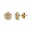 18K PENDIENTES ORO AMARILLO FLOR CIRCONITAS. 7 X 7 MM.