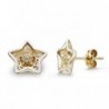 18K PENDIENTES ESTRELLA BICOLOR. 9 X 9 MM