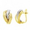 18K PENDIENTES ORO BICOLOR BANDAS 13 X 8 MM.