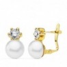 18K PENDIENTES PERLA 7MM.Y GARRA CIRCONITA 4MM.