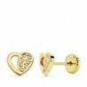 18K PENDIENTES ORO AMARILLO CORAZON CIRCONITAS 7X6MM.