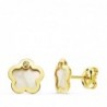 18K PENDIENTES FLOR NACAR CIRCONITA 8MM.