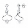 18K PENDIENTES LARGOS ORO BLANCO CIRCONITAS PRESION