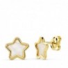 18K PENDIENTES ORO AMARILLO ESTRELLA NÁCAR 8 X 8 MM.