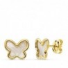 18K PENDIENTES ORO AMARILLO MARIPOSAS NACAR 9 X 7,5 MM.