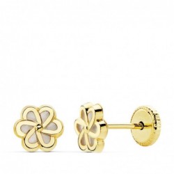 18K PENDIENTES FLOR NACAR 6...