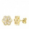 18K PENDIENTES ORO AMARILLO FLOR NACAR 8 X 8 MM.