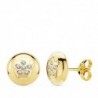 18K PENDIENTES ORO AMARILLO FLOR CALADA CIRCONITAS 8,5 MM