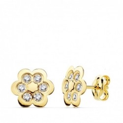 18K PENDIENTES FLOR...