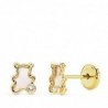 18K PENDIENTES ORO AMARILLO OSITO NACAR. 5 X 4 MM.