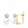 18K PENDIENTES CIRCONITAS 4 MM. PERLAS 6 MM