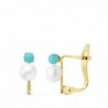18K PENDIENTES TURQUESAS 2,5MM. PERLA 4,5MM