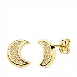 18K PENDIENTES MEDIA LUNA...