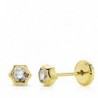 18K PENDIENTES ORO AMARILLO SOL CIRCONITA 4 MM.TUERCA