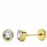 18K PENDIENTES ORO AMARILLO CIRCONITA REDONDOS 4 MM.