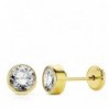 18K PENDIENTES ORO AMARILLO CIRCONITA REDONDOS 5 MM.