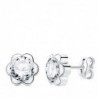 18K PENDIENTES ORO BLANCO FLOR CON CIRCONITA. 7 X 7 MM. CIERRE PRESIÓN.