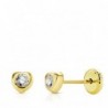 18K PENDIENTES ORO AMARILLO CORAZÓN CIRCONITA 4MM.TUERCA