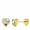 18K PENDIENTES ORO AMARILLO CORAZÓN CIRCONITA 5MM.TUERCA