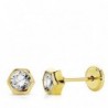 18K PENDIENTES ORO AMARILLO HEXAGONO CIRCONITA 5MM.