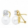 18K PENDIENTES BICOLOR PERLA BOTON 9,5 MM.