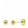 18K PENDIENTES ORO AMARILLO BOLA TALLADA 4 MM. TUERCA
