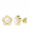 18K PENDIENTES FLOR PERLAS 9 X 9 MM.