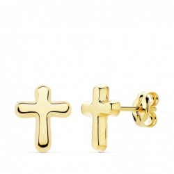 18K PENDIENTES CRUZ LISA. 9...