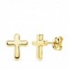 18K PENDIENTES CRUZ LISA. 9 X 8 MM