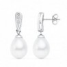 18K PENDIENTES ORO BLANCO PERLAS. 24 X 9 MM.