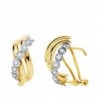 18K PENDIENTES ORO BICOLOR BANDAS 16 X 8 MM