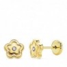 18K PENDIENTES ORO AMARILLO FLOR CIRCONITA. 6 X 6 MM.