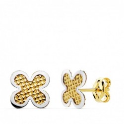 18K PENDIENTES ORO BICOLOR...